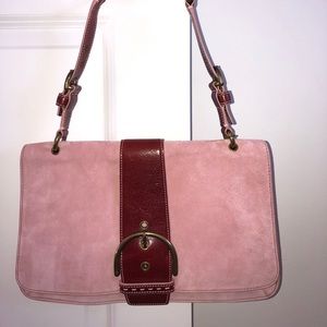 Coach pink suede shoulder bag